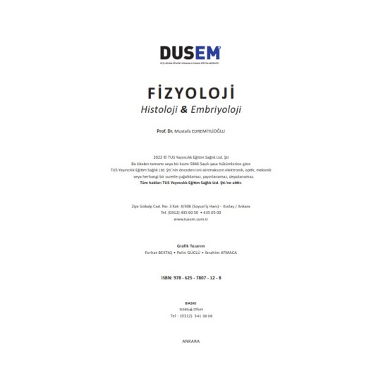 DUS Fizyoloji Histoloji Konu Kitabı